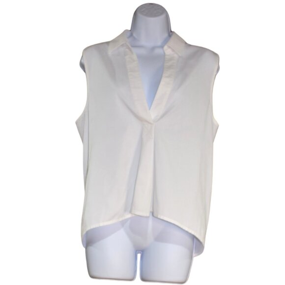 : T Alexander Wang White Sleeveless V-Neck Blouse Size 4 Oversized Boxy - Picture 1 of 14
